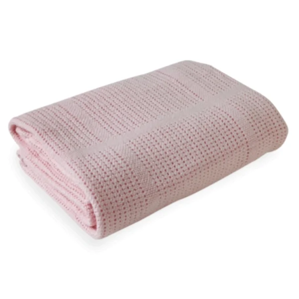 Clair De Lune Soft Cotton Cellular Cot Blanket-Pink