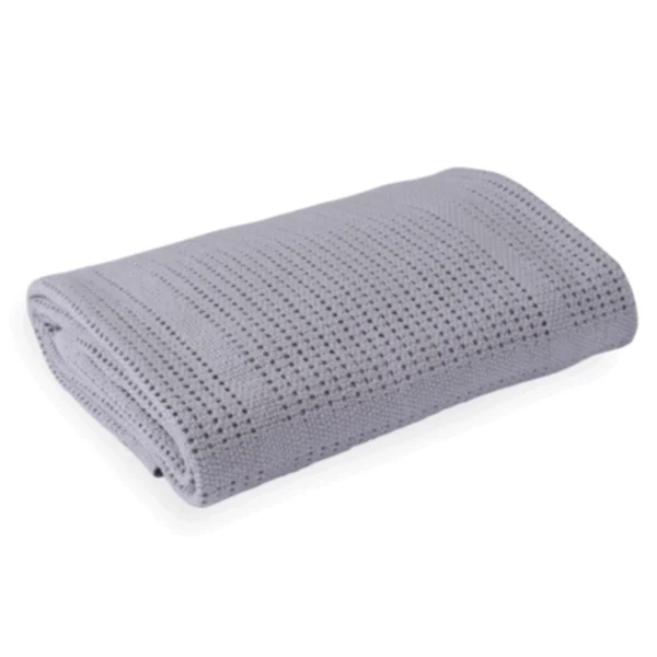 Clair De Lune Soft Cotton Cellular Cot Blanket-Grey