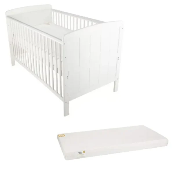 CuddleCo Juliet Cot Bed with Mother & Baby Foam Mattress - White