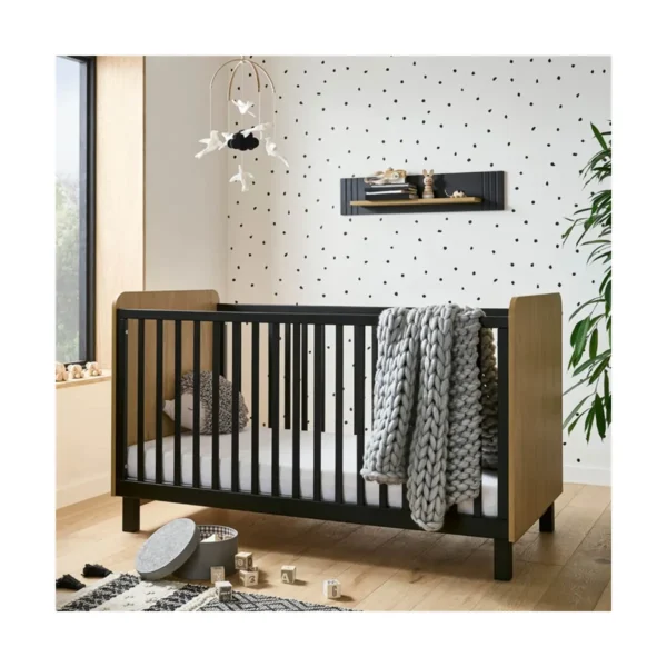 CuddleCo Rafi Cot Bed - Oak/Black