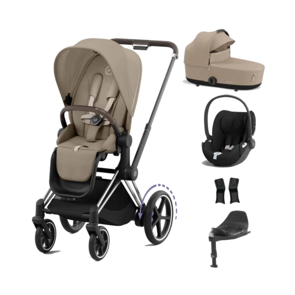 Cybex ePriam Cloud T i-Size Bundles - Chrome Black/Cozy Beige