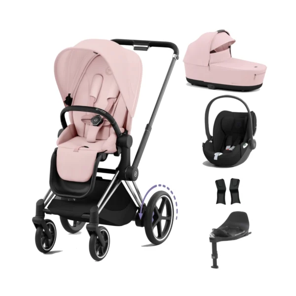 Cybex ePriam Cloud T i-Size Bundles - Chrome Black/Peach Pink