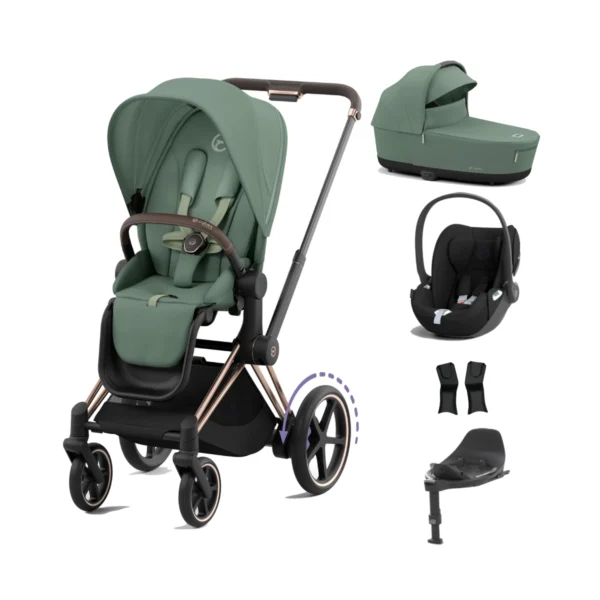 Cybex ePriam Cloud T i-Size Bundles - Rose Gold/Leaf Green