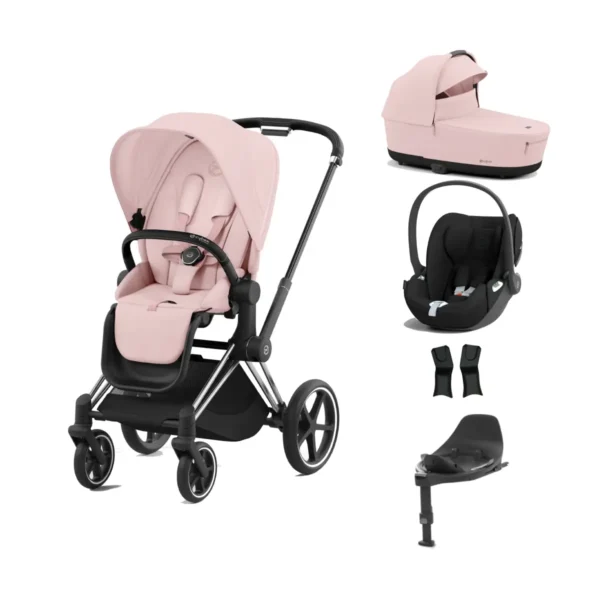 Cybex Priam Cloud T i-Size Bundle - Chrome Black/Peach Pink