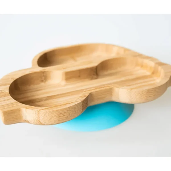 eco rascals car shaped bamboo suction plate blue