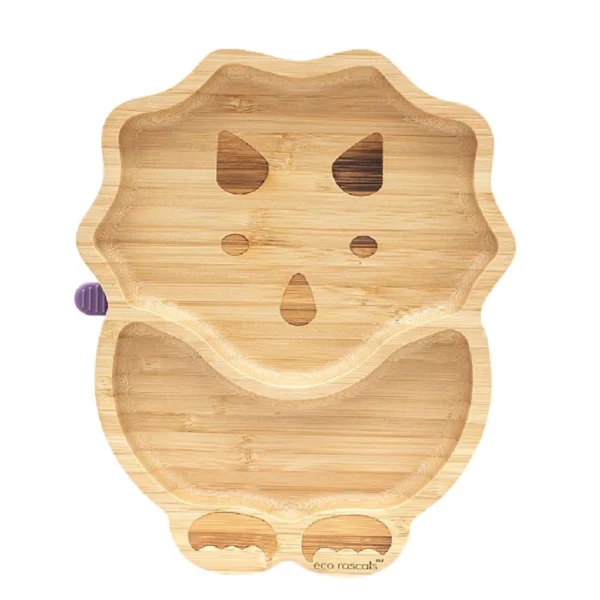 eco rascals Dinosaur Shaped Bamboo Suction Plate-Purple