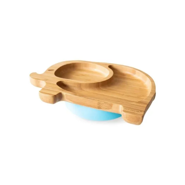 eco rascals elephant shaped bamboo suction plate blue