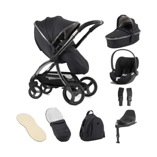 egg® 3 Stroller Luxury 8 Piece Bundle with Cybex Cloud T Car Seat - Carbonite