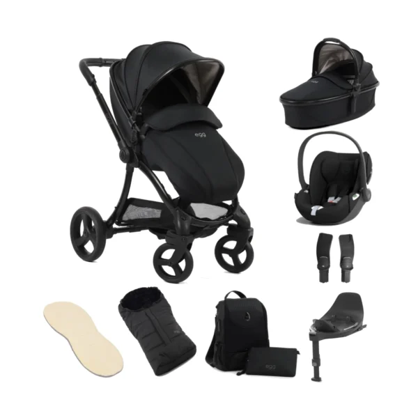 egg® 3 Stroller Luxury 8 Piece Bundle with Cybex Cloud T Car Seat - Houndstooth Black