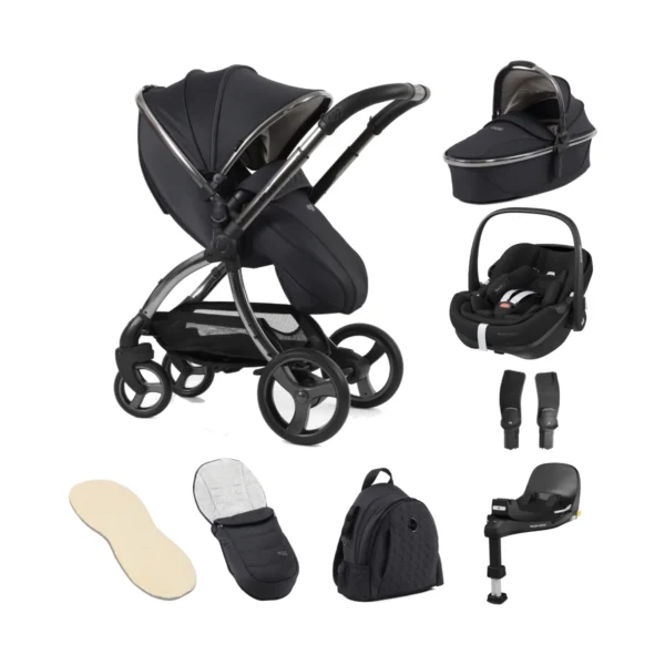 egg® 3 Stroller Luxury 8 Piece Bundle with Maxi Cosi Pebble 360 Pro Car Seat - Carbonite