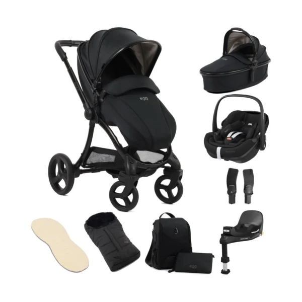 egg® 3 Stroller Luxury 8 Piece Bundle with Maxi Cosi Pebble 360 Pro Car Seat - Houndstooth Black