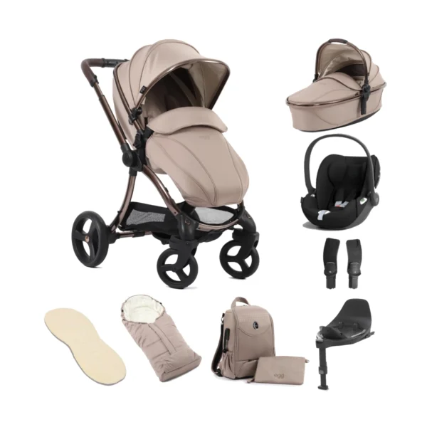 egg® 3 Stroller Luxury Special Edition 8 Piece Bundle with Cybex Cloud T Car Seat - Houndstooth Almond