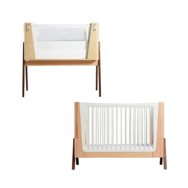 gaia hera complete sleep cot co sleep crib with mattress naturalwalnut