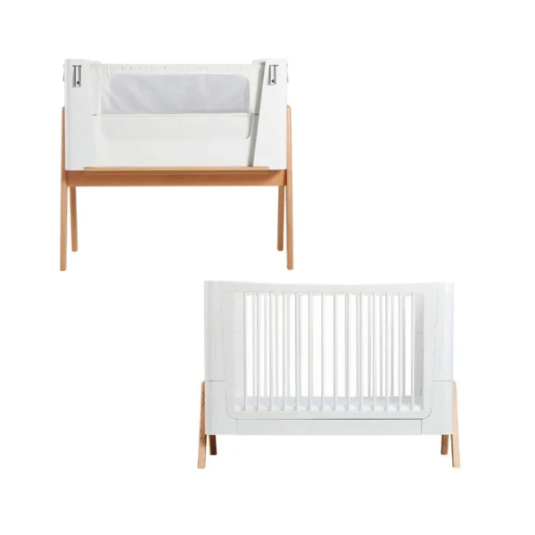 gaia hera complete sleep cot co sleep crib with mattress scandi whitenatural