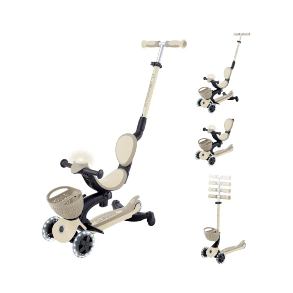 Globber Go Up Baby 360 Lights Scooter - Taupe