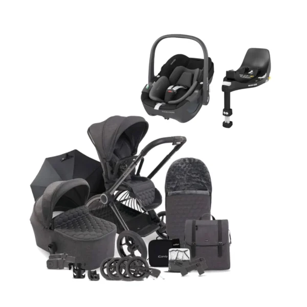 iCandy Core Complete Bundle with Maxi Cosi Pebble 360 Car Seat & FamilyFix 360 Base - Dark Grey