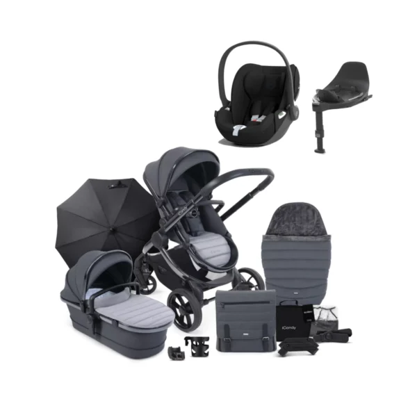 iCandy Peach 7 Bundle with Cybex Cloud T i-Size Car Seat & Base T - Phantom/Truffle