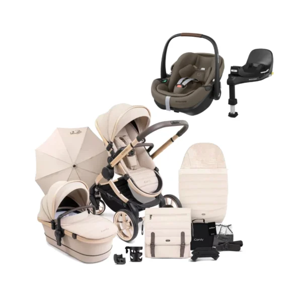 iCandy Peach 7 Bundle with Maxi Cosi Pebble 360 Pro Car Seat & FamilyFix 360 Pro Base - Biscotti