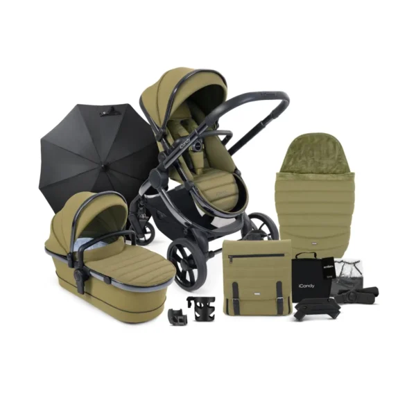 iCandy Peach 7 Complete Pushchair Bundle - Phantom/Olive Green