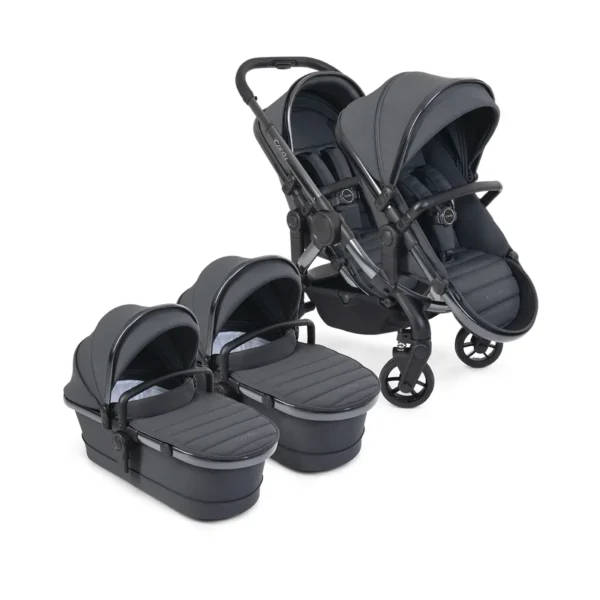 iCandy Peach 7 Twin Pushchair Bundle - Phantom/Dark Grey