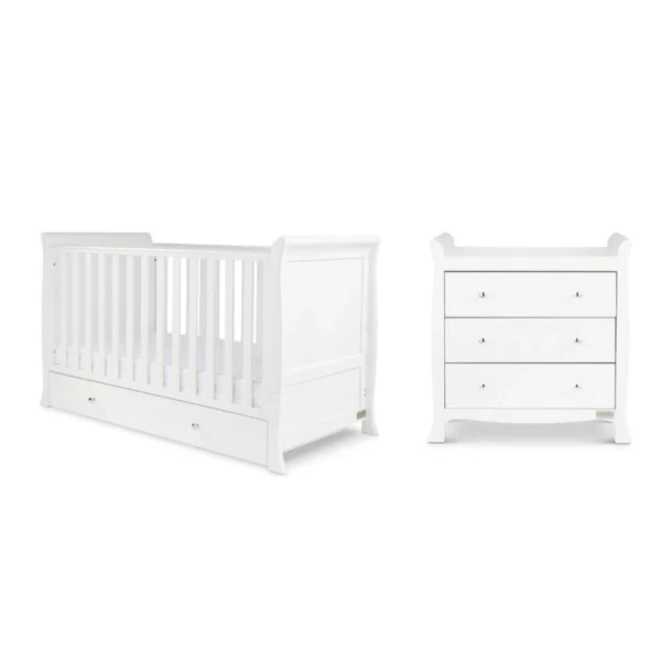 Ickle Bubba Snowdon Classic 2 Piece Furniture Set and Finest Mattress - White