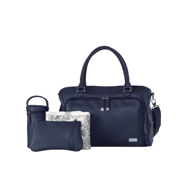 isoki double zip satchel changing bag navy blue