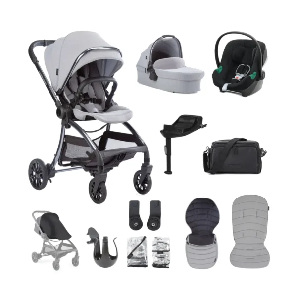 Junior Jones Aylo 12 Piece Travel System with Cybex Aton B2 Car Seat and Base One - Pebble Grey/Gun Metal