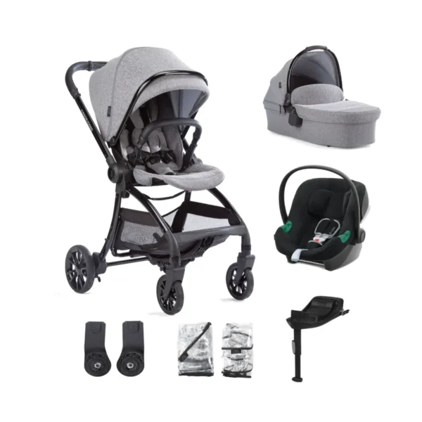 Junior Jones Aylo 7 Piece Travel System with Cybex Aton B2 Car Seat and Base One - Grey Marl/Black