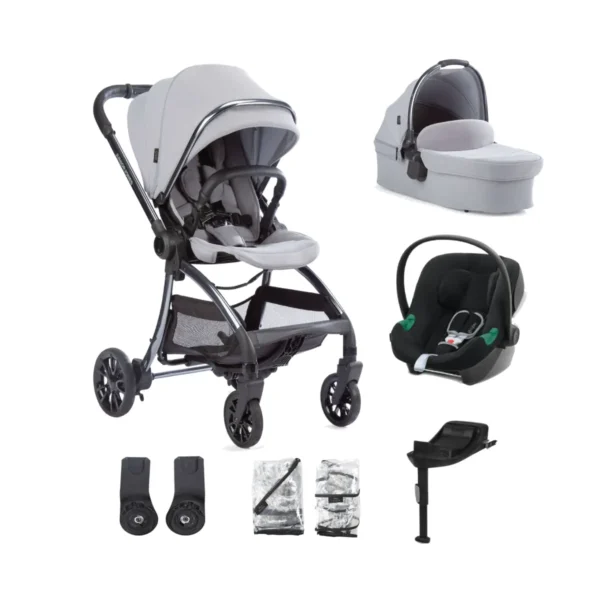 Junior Jones Aylo 7 Piece Travel System with Cybex Aton B2 Car seat and Base One-Pebble Grey/Gun Metal