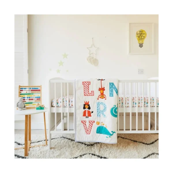 Kabode Cot & Cot Bed Quilted Blanket-Alphabet