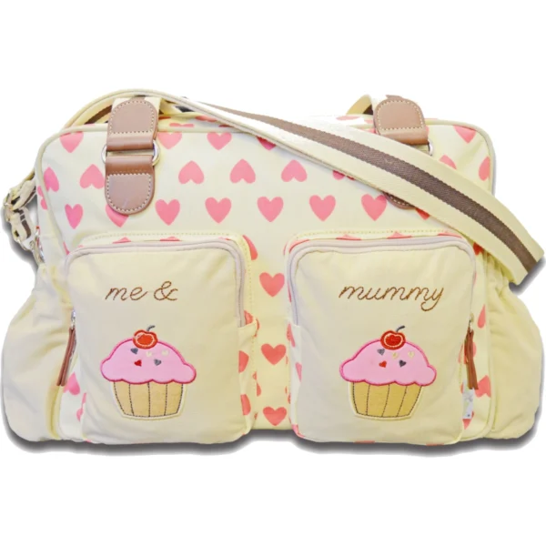 kiddies kingdom deluxe baby changing bag cup holder hearts