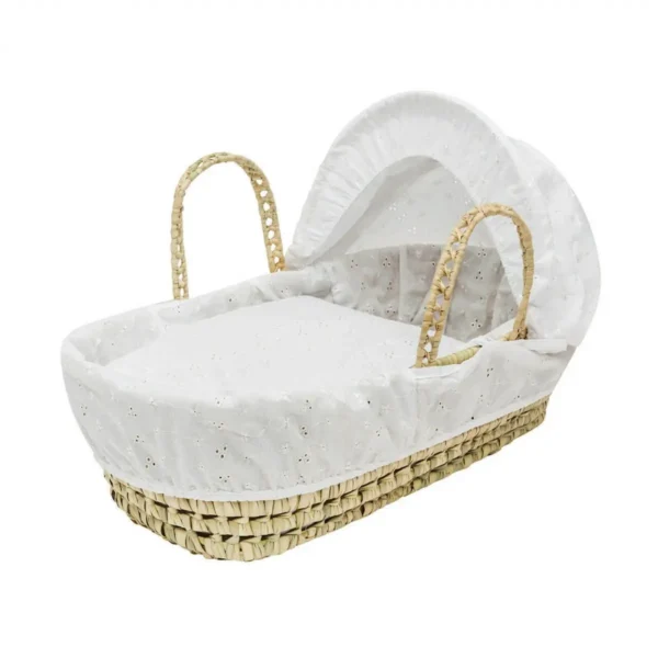 Kiddies Kingdom Dolls Broderie Anglais Moses Basket-Cream