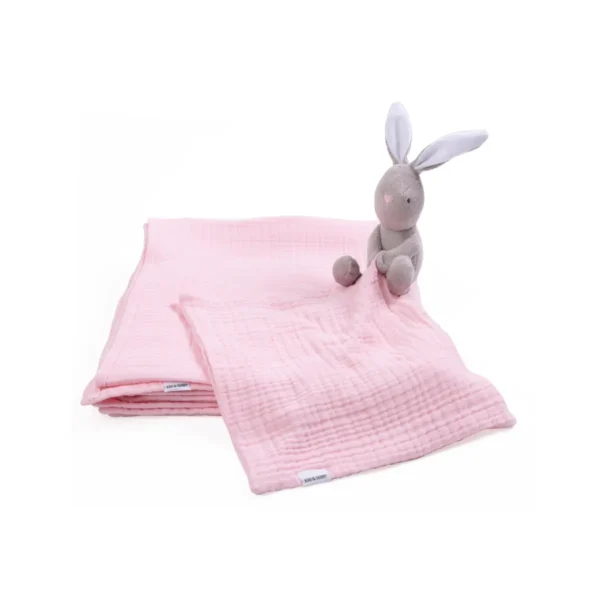 kiki sebby hop hop bunny comforter muslin cloth pink