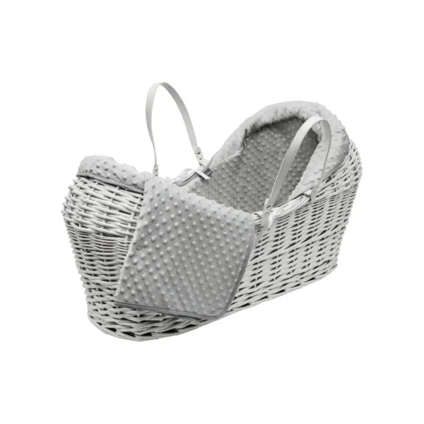 Kinder Valley Grey Dimple Wicker Pod Moses Basket - White