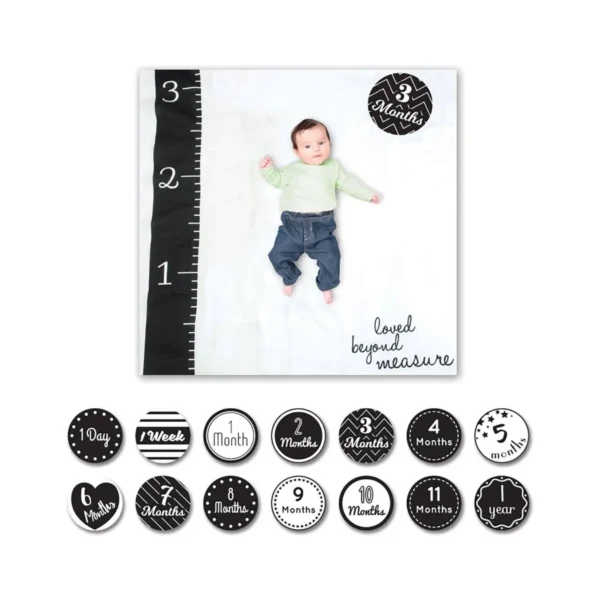 Lulujo Milestone Swaddle and Card Set - Loved Beyond Measure