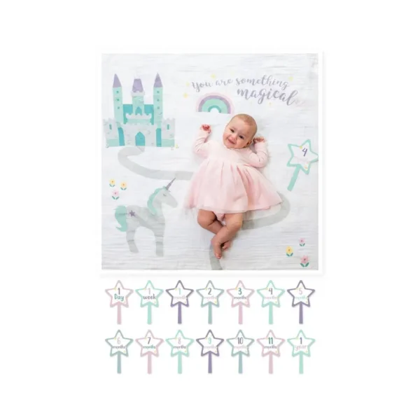 Lulujo Milestone Swaddle and Card Set - Something Magical