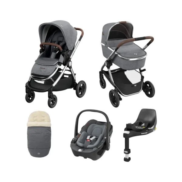 Maxi Cosi Adorra Luxe 360 3in1 Travel System with Chrome Chassis-Twillic Grey