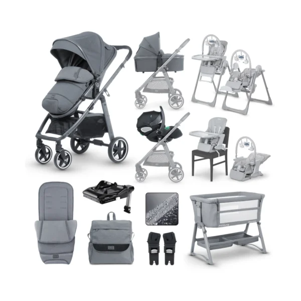 miniuno VenToura Bundle Package with Stay Close Crib & Yumo MultiPlus Highchair - Anthracite