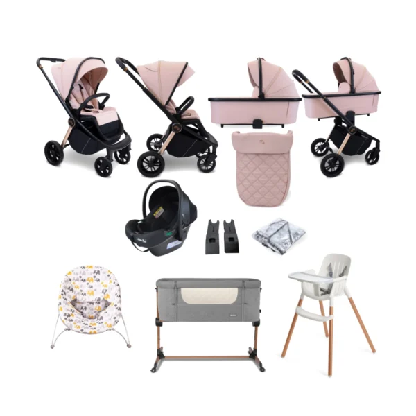 My Babiie MB450i Billie Faiers 11 Piece Everything You Need Travel System Bundle - Pastel Pink (MB450iPP)