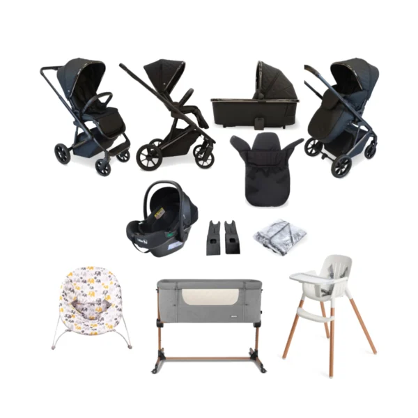 My Babiie MB500i 11 Piece Everything You Need Travel System Bundle - Midnight Black (MB500iBFGB)