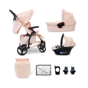 My Babiie MMB200i 3in1 Travel System with i-Size Car Seat - Pink Plaid (MB200iDDPP)