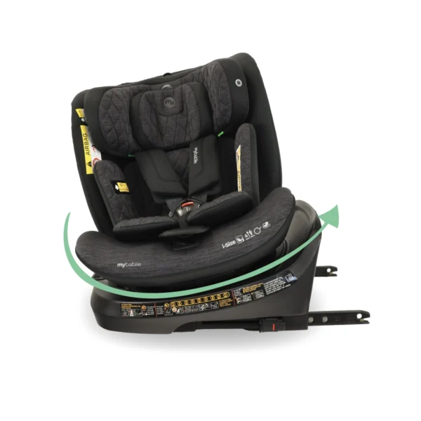 My Babiie Spin Top Tether Group 0+/1/2/3 i-Size Car Seat - Black Melange (MBCSSPINTTBM)