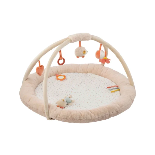 nattou mila zoe and lana stuffed playmat with arches pink