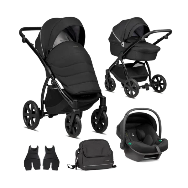 Noordi Fjordi 3in1 Travel System with Terra i-Size Car Seat - Black + FREE ISOFIX BASE Worth £149.95!