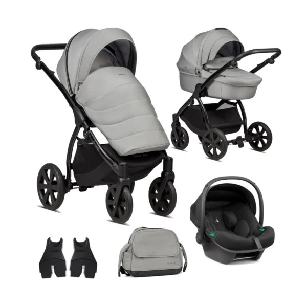 Noordi Fjordi 3in1 Travel System with Terra i-Size Car Seat - Grey + FREE ISOFIX BASE Worth £149.95!