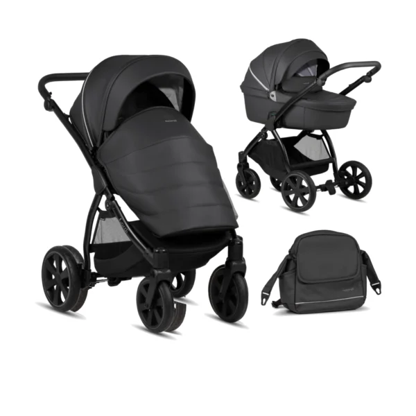 Noordi Fjordi Leather 2in1 Pram System - Onyx (New 2024)