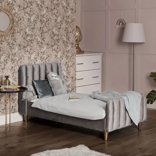 obaby gatsby velvet single bed grey