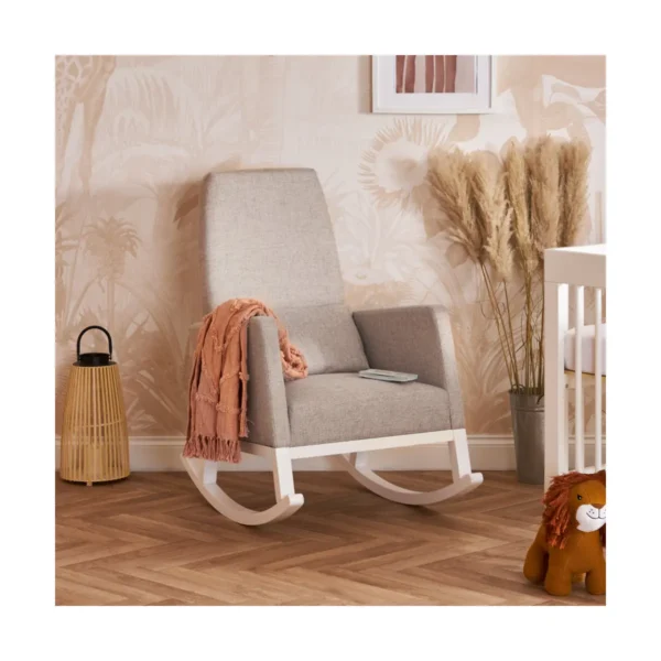 obaby high back rocking chair white with stone cushions