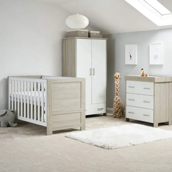 OBaby Nika 3 Piece Room Set - Grey Wash and White