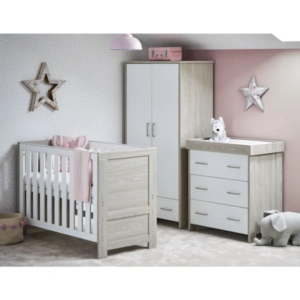 obaby nika mini 3 piece room set grey wash white